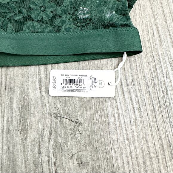 SMOOTHEZ Lace Plunging Neck Bralette Forest Green NWT size small - Picture 4 of 6